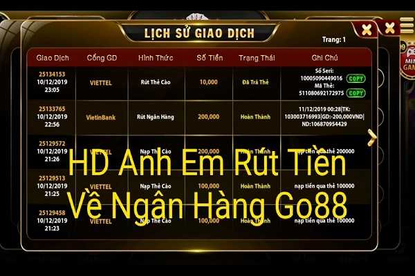 Hướng dẫn rút tiền Go88 đơn giản, nhanh chóng không bị từ chối